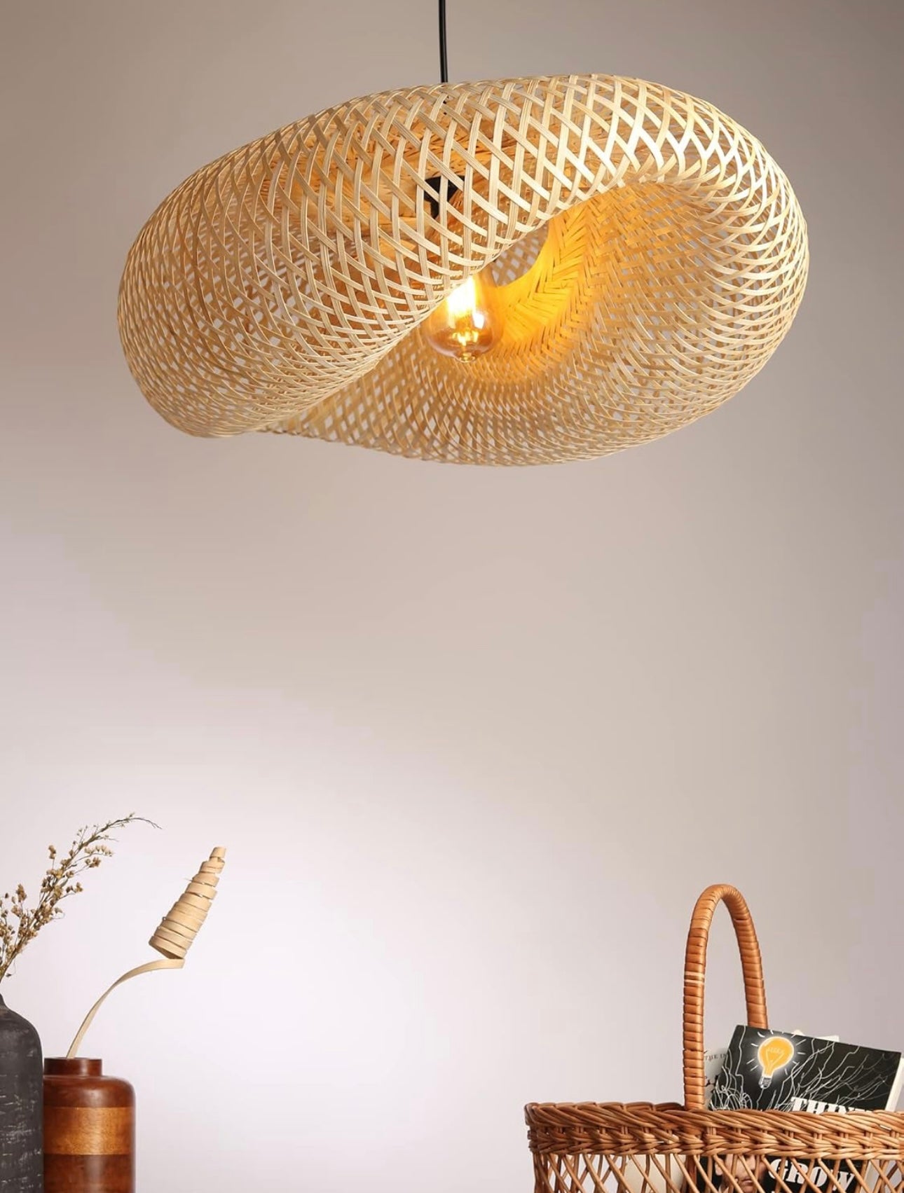 Moroccan Handmade Hanging Bamboo Wave Pendant Light
