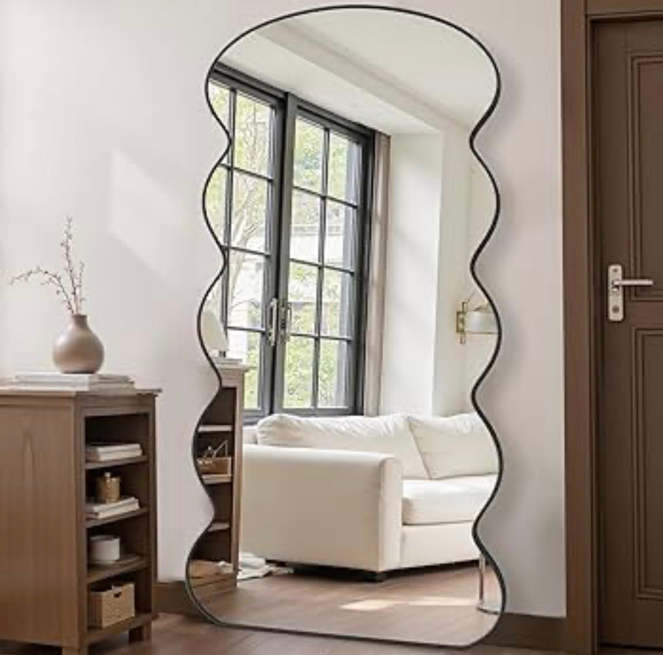 Aesthetic Wavy Black Border Mirror - Only deliverable in Delhi/NCR