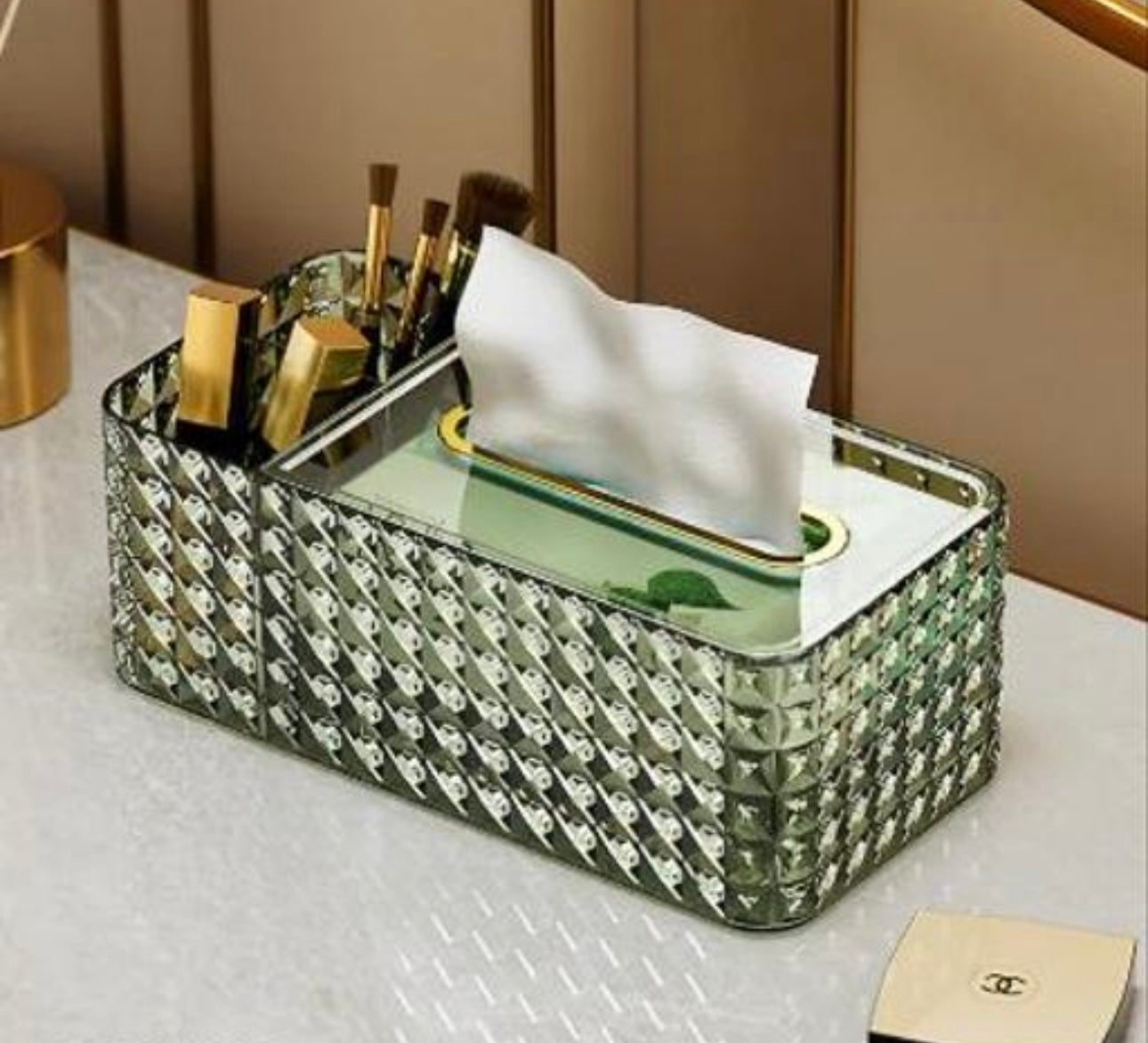 Luxury Multifunctional Acrylic Tissue Box with Compartments