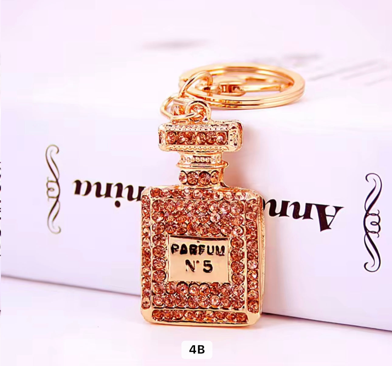 Perfume Shape Metal Rhinestones Keychain