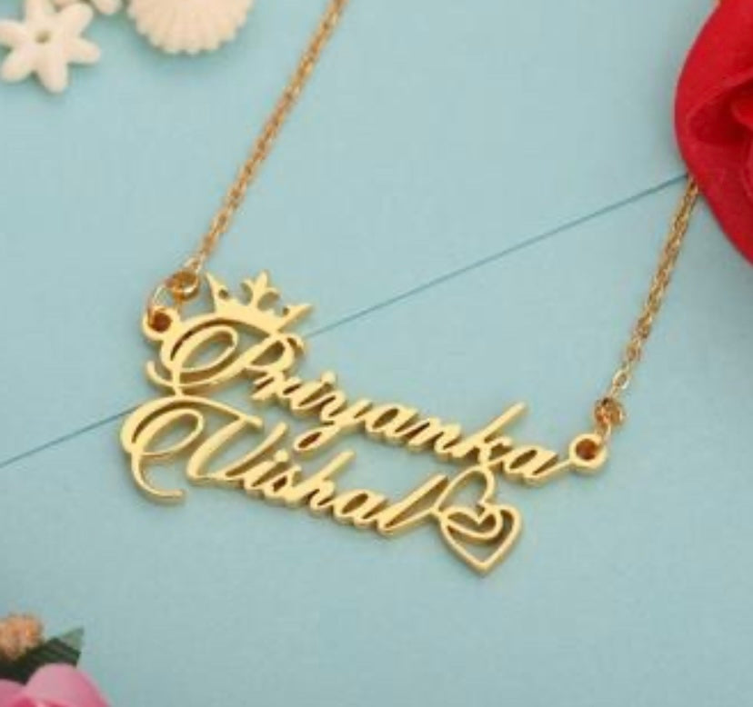 Couple Name / Double Name Personalised Gold Plated Pendant