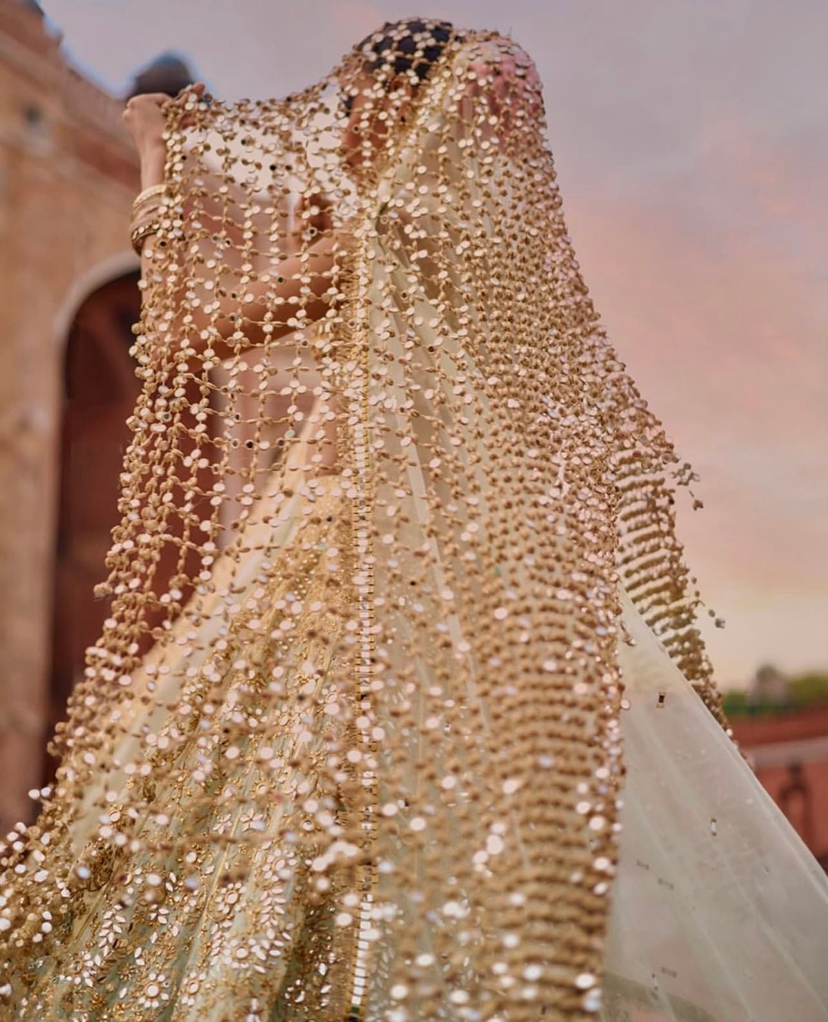 Exclusive Handmade Statement Mirror Jaal Dupatta