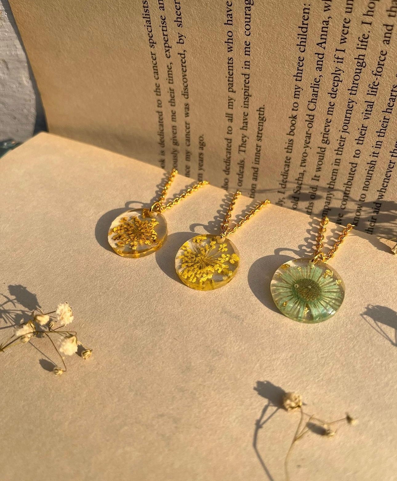 Pendants with Real Pressed Flowers