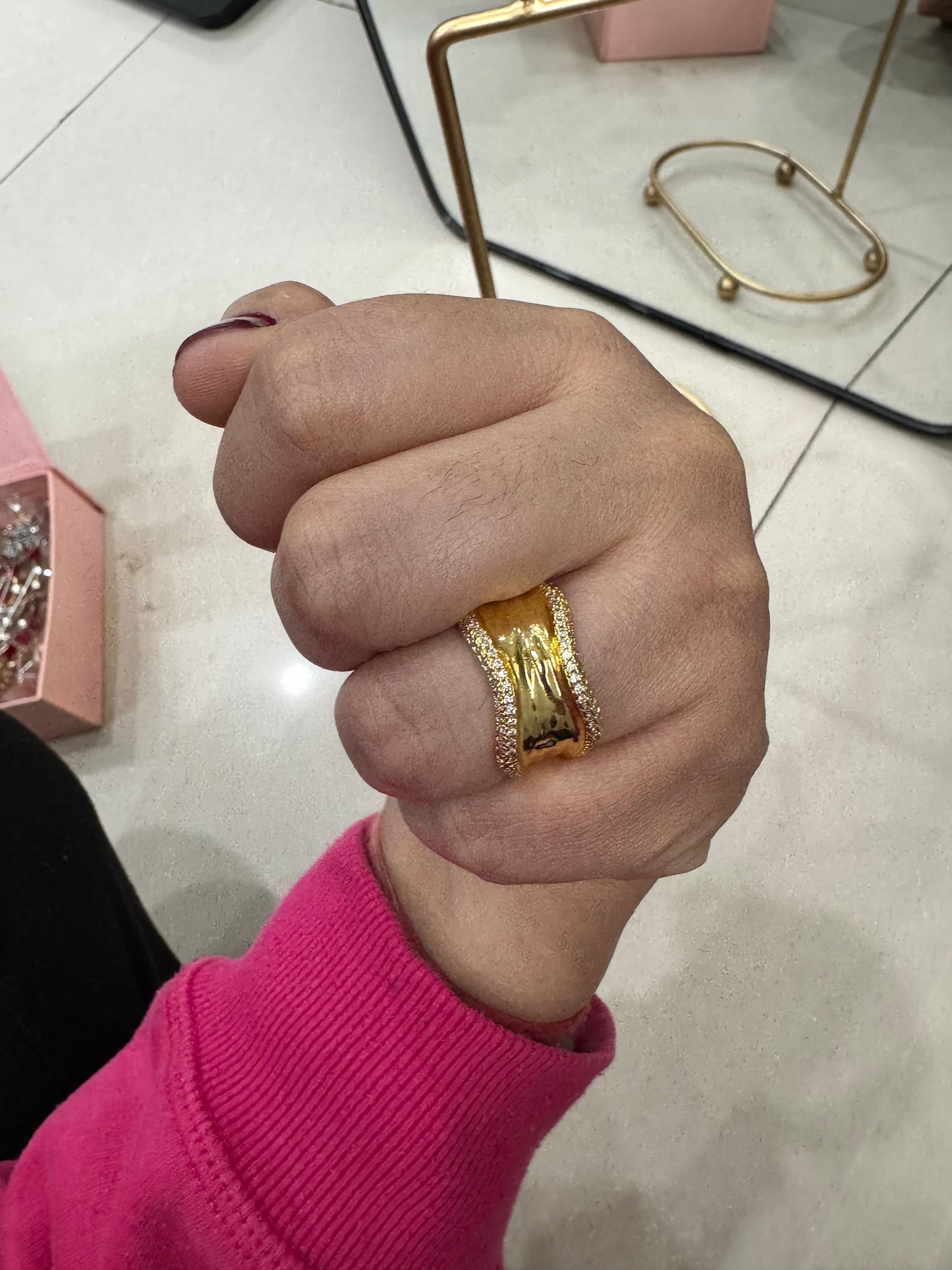 Chic Gold Plated Chunky Irregular Adjustable Ring