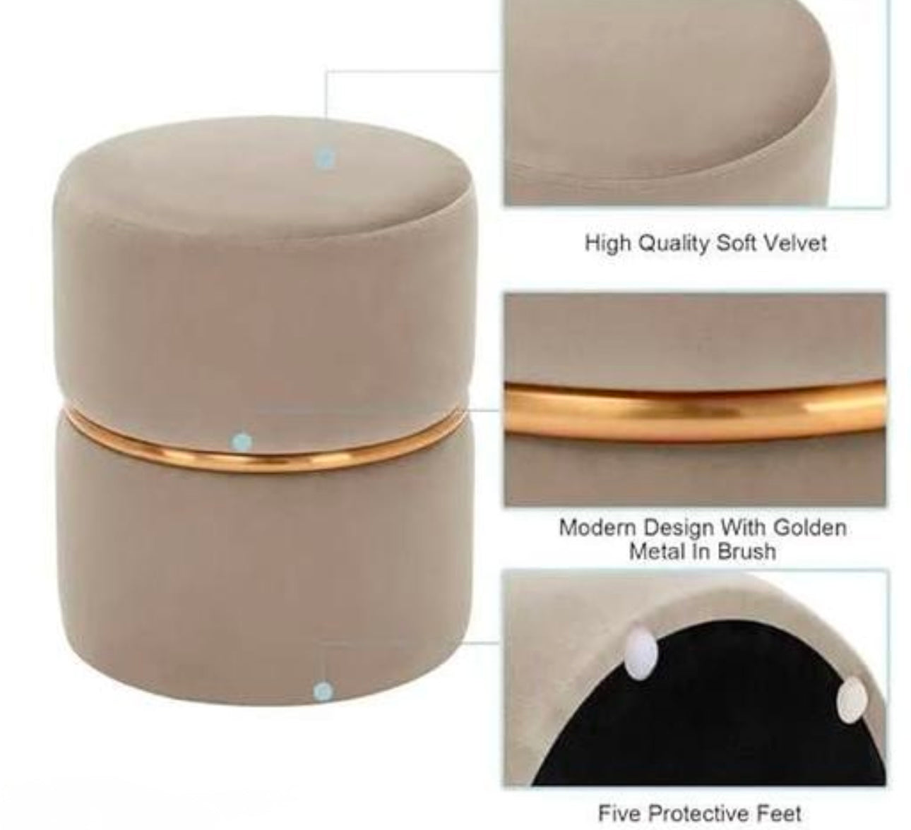 Luxurious Velvet Ottoman Pouffee