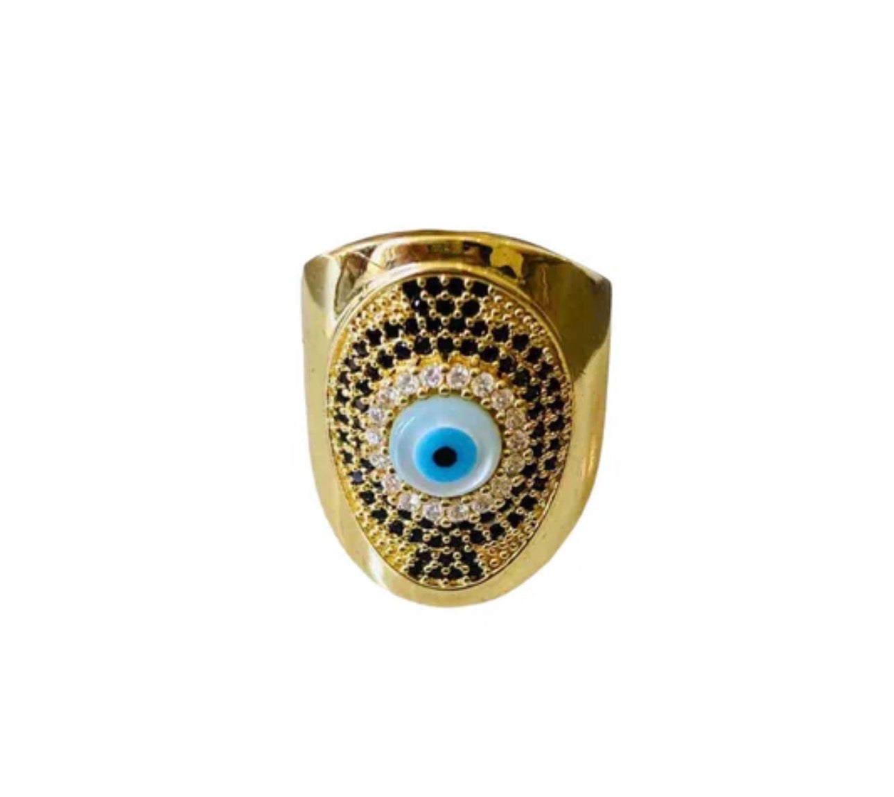 Gold Plated Metal Rhinestones Evil Eye Ring