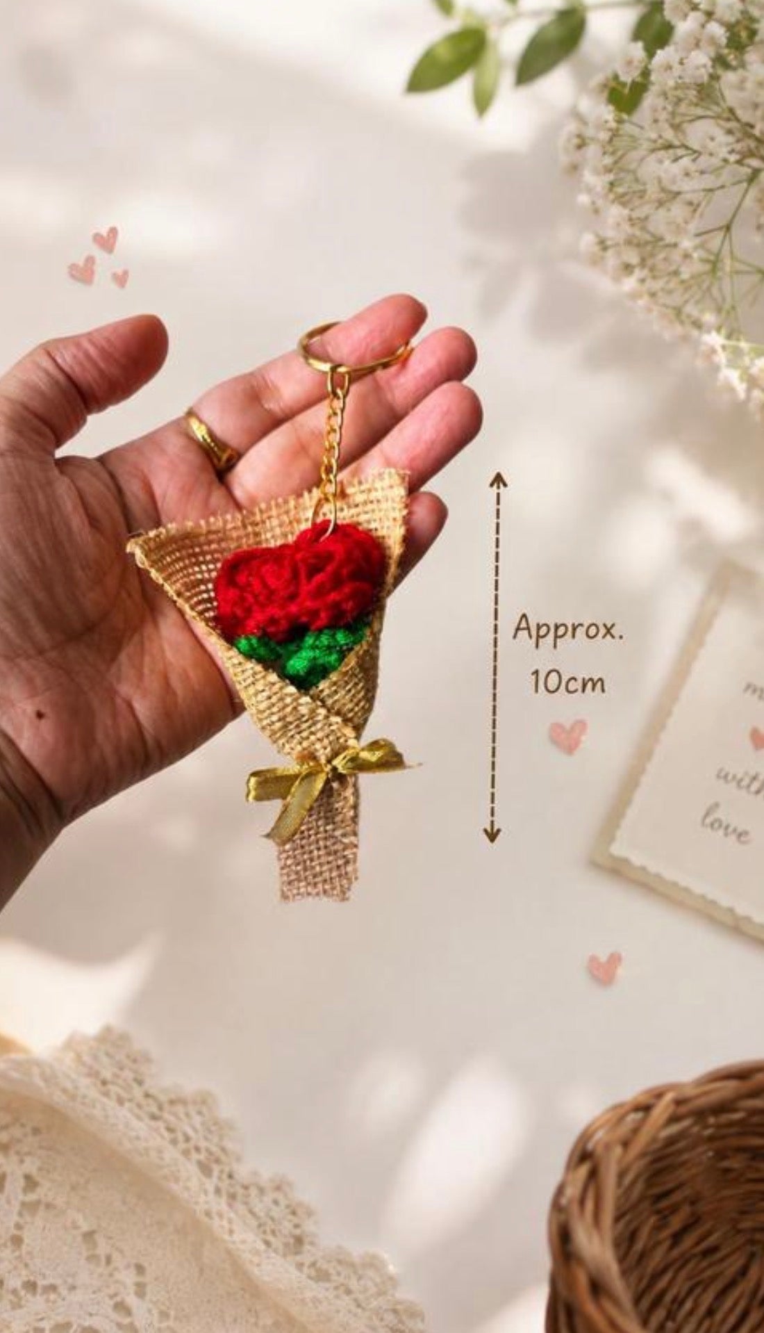 Aesthetic Handmade Crochet Mini Bouquet Keychain