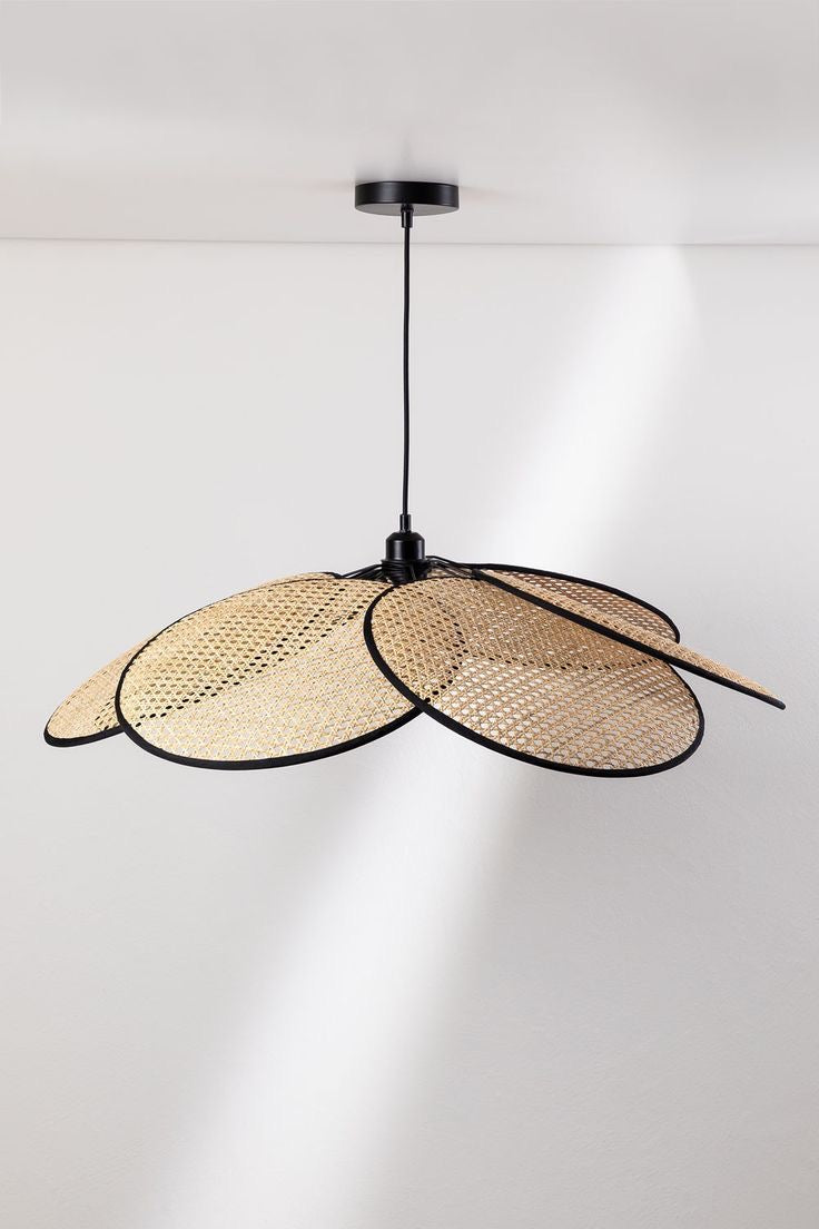 Natural Wicker Rattan Flower Chandelier