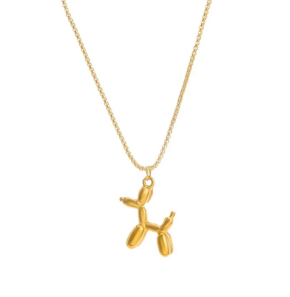 Minimalist Anti Tarnish Gold Plated Balloon Dog Pendant