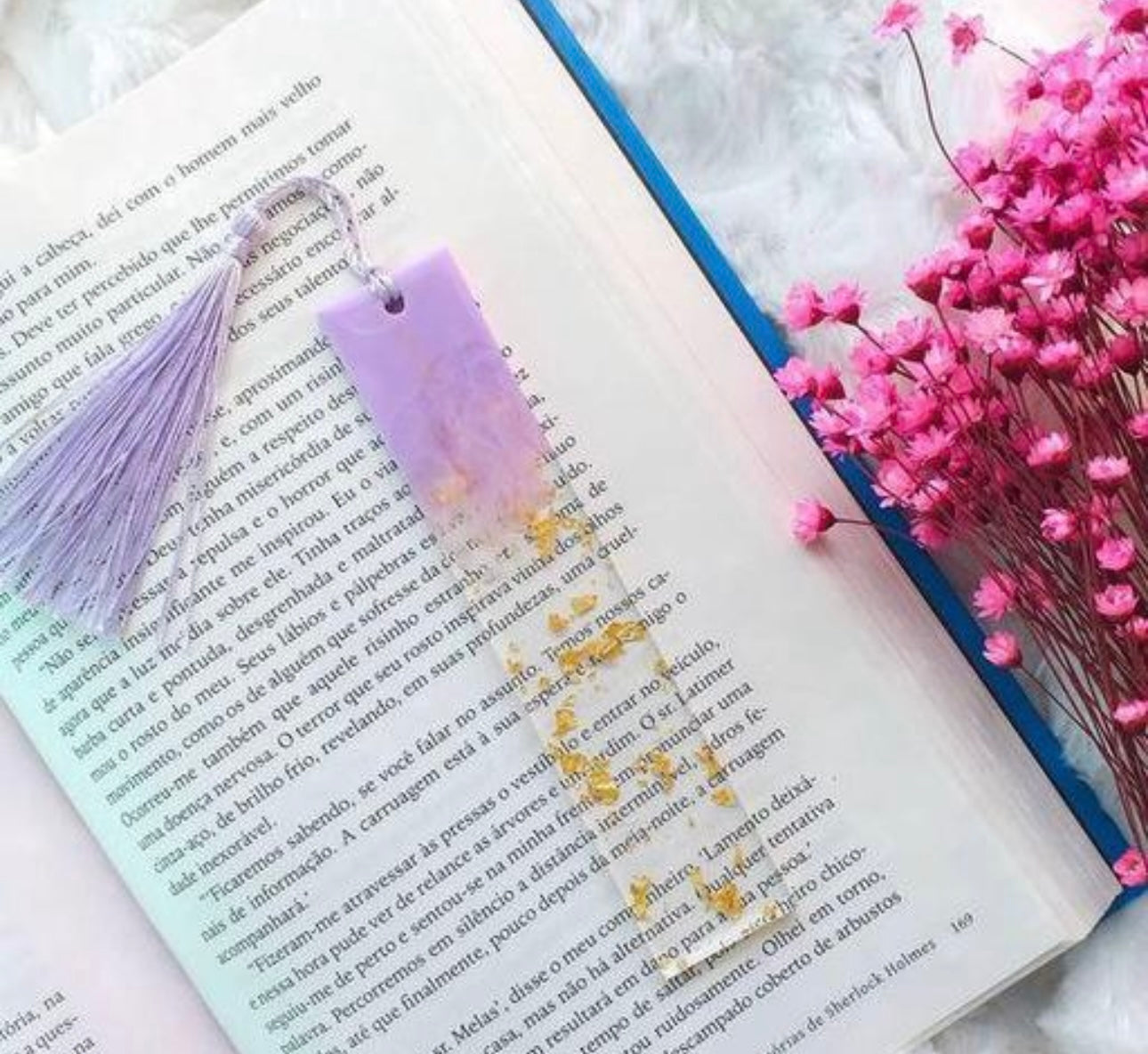 Lavender & Gold Foil Bookmarks with Tassels