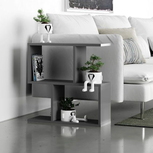 Geometric Design Modern 2-Tier Side Table with Shelves