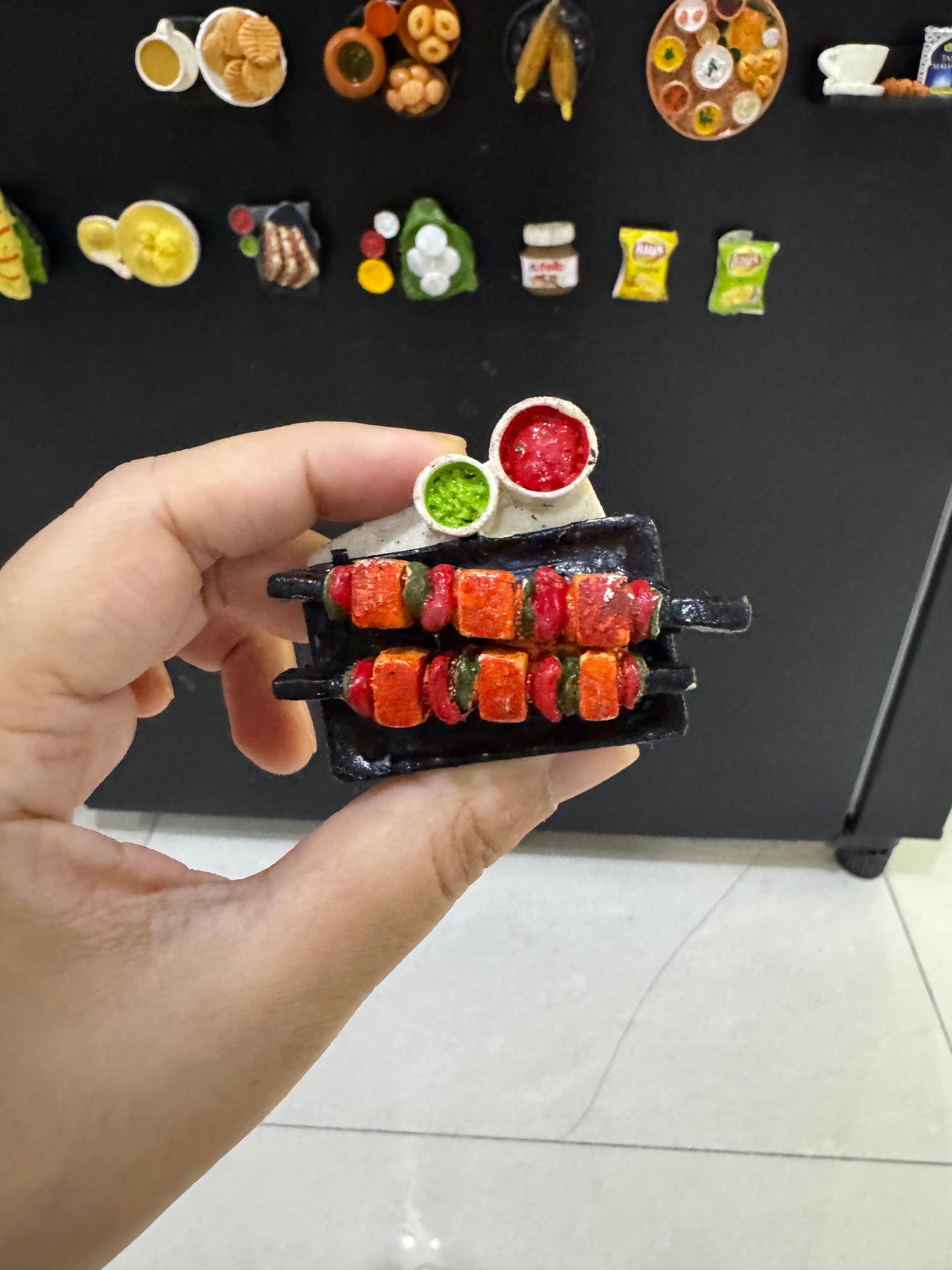 Barbecue Paneer Tikka Miniature Fridge Magnet