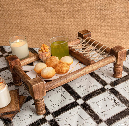 Wooden Khatiya/Cot Platter cum Serving Tray