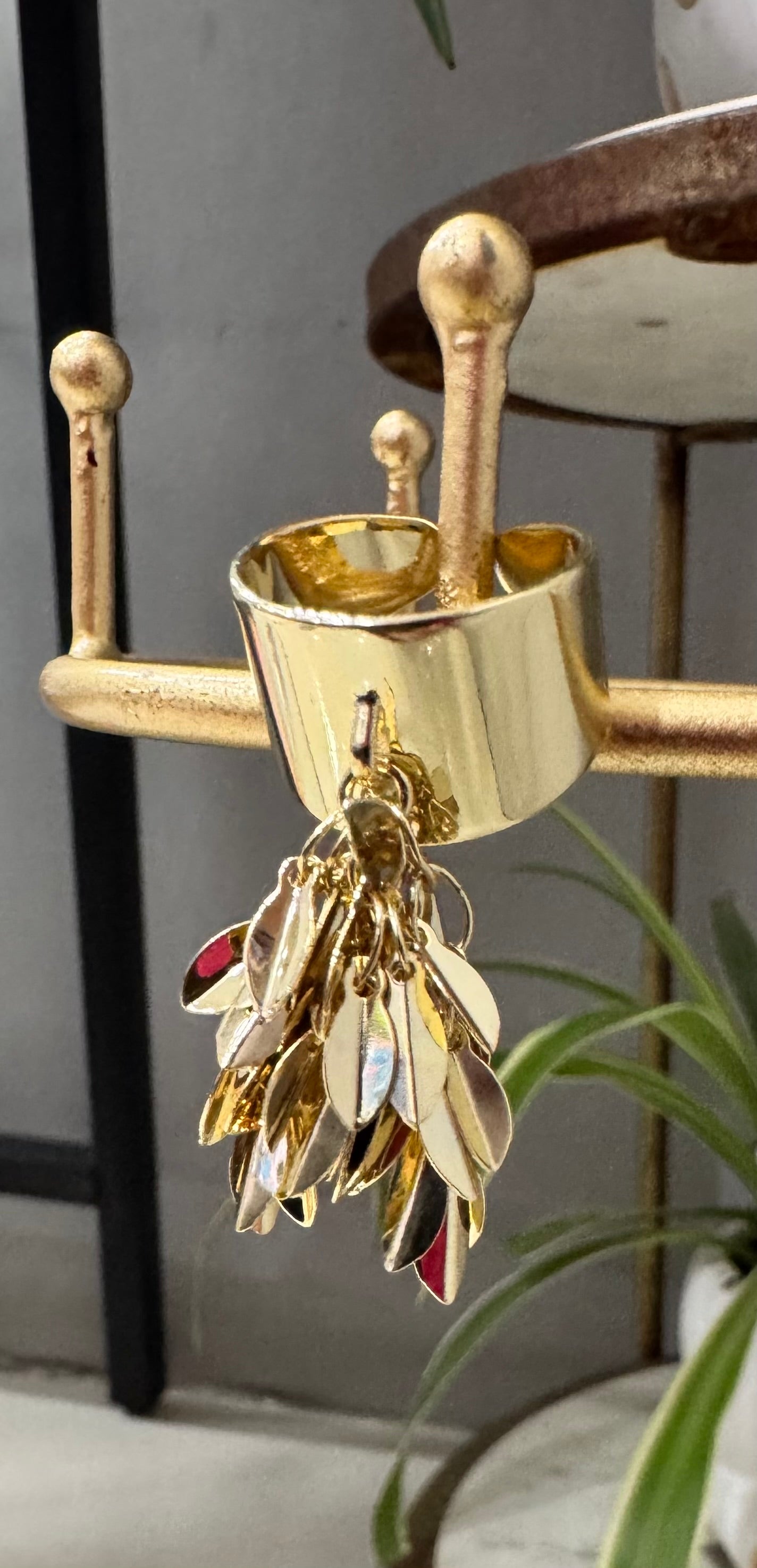 Statement Gold Drop Down Hanging Leaf Ring