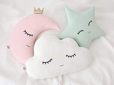 Cute Cloud Moon Star Plush Cushion Set for Nursery decor