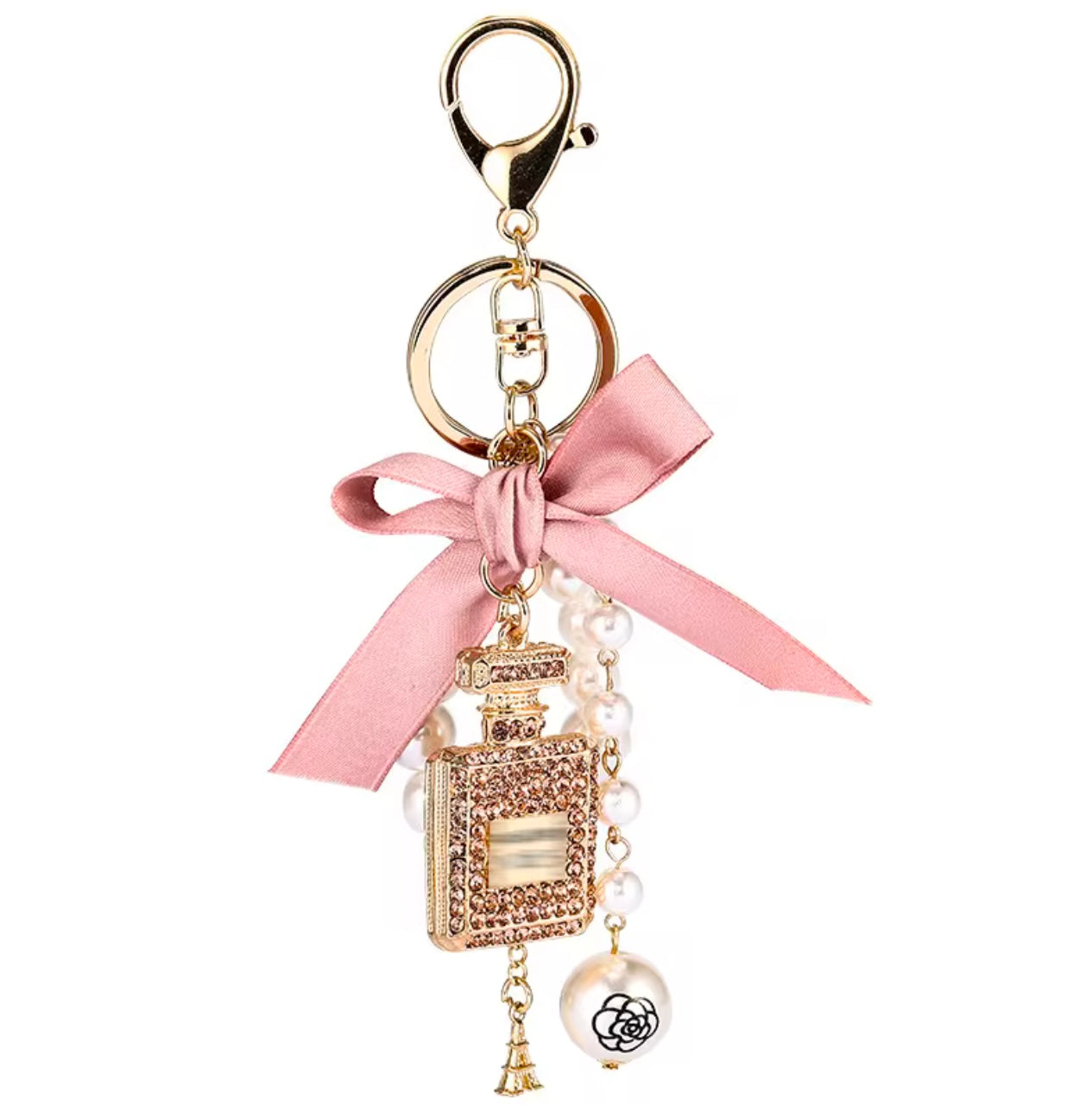 Perfume Shape Metal Rhinestones Keychain