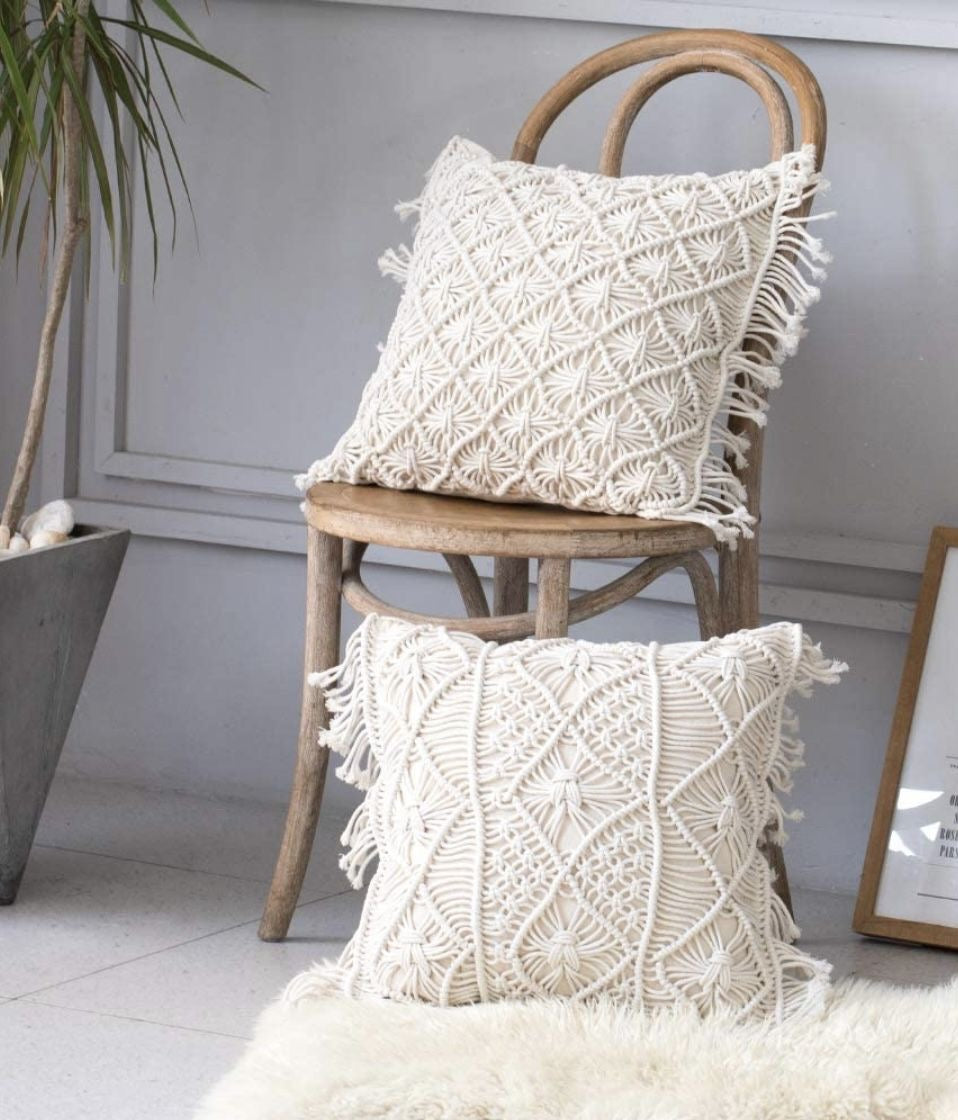 Macrame Boho Knitted Pillow Cover