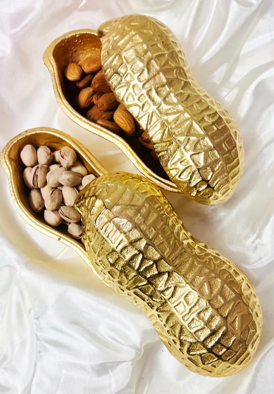 Luxe Gold Decorative Multipurpose Peanut Shape Trinket Tray