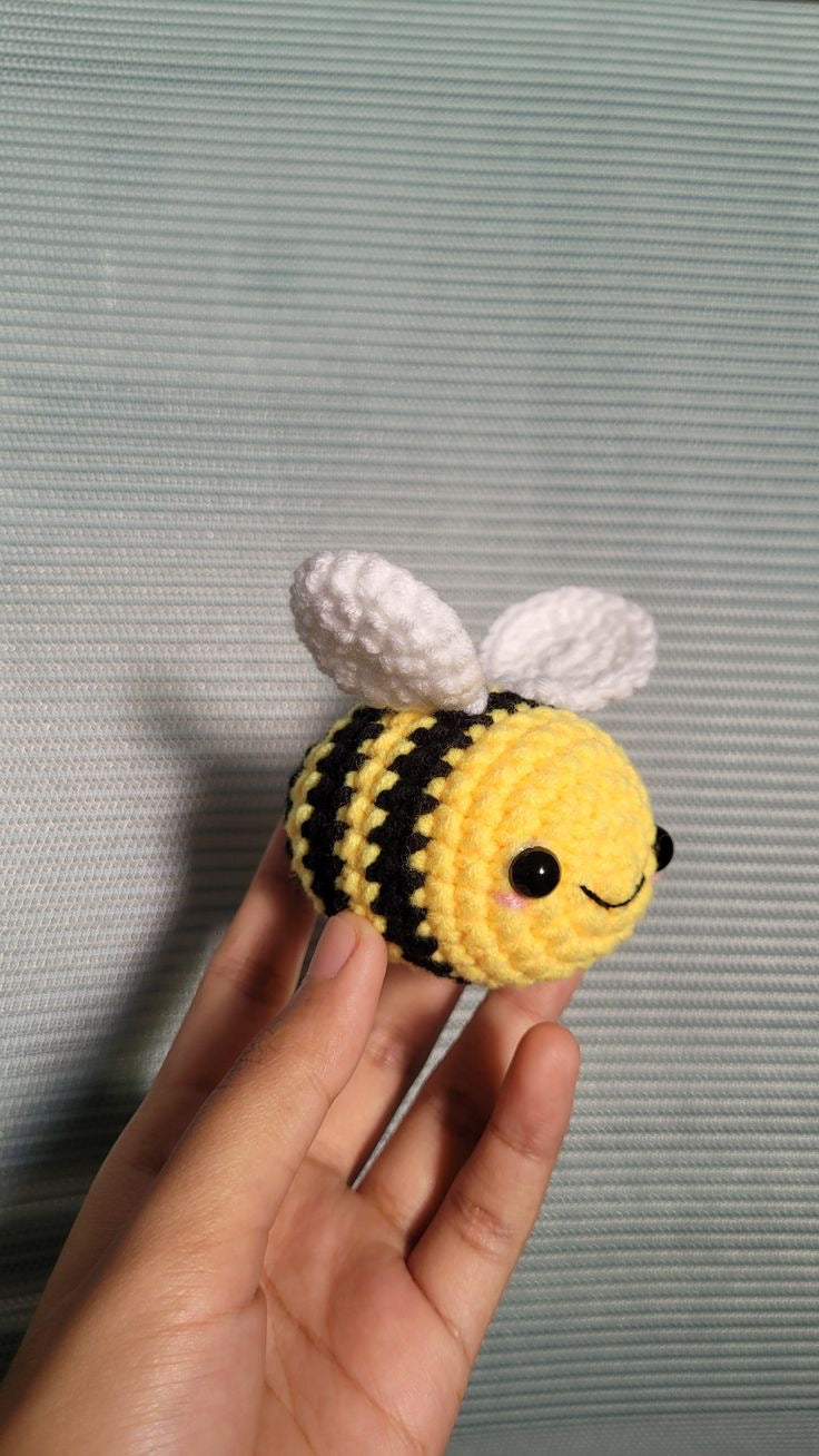 Adorable Crochet Honey Bee / Bumblebee Keychain