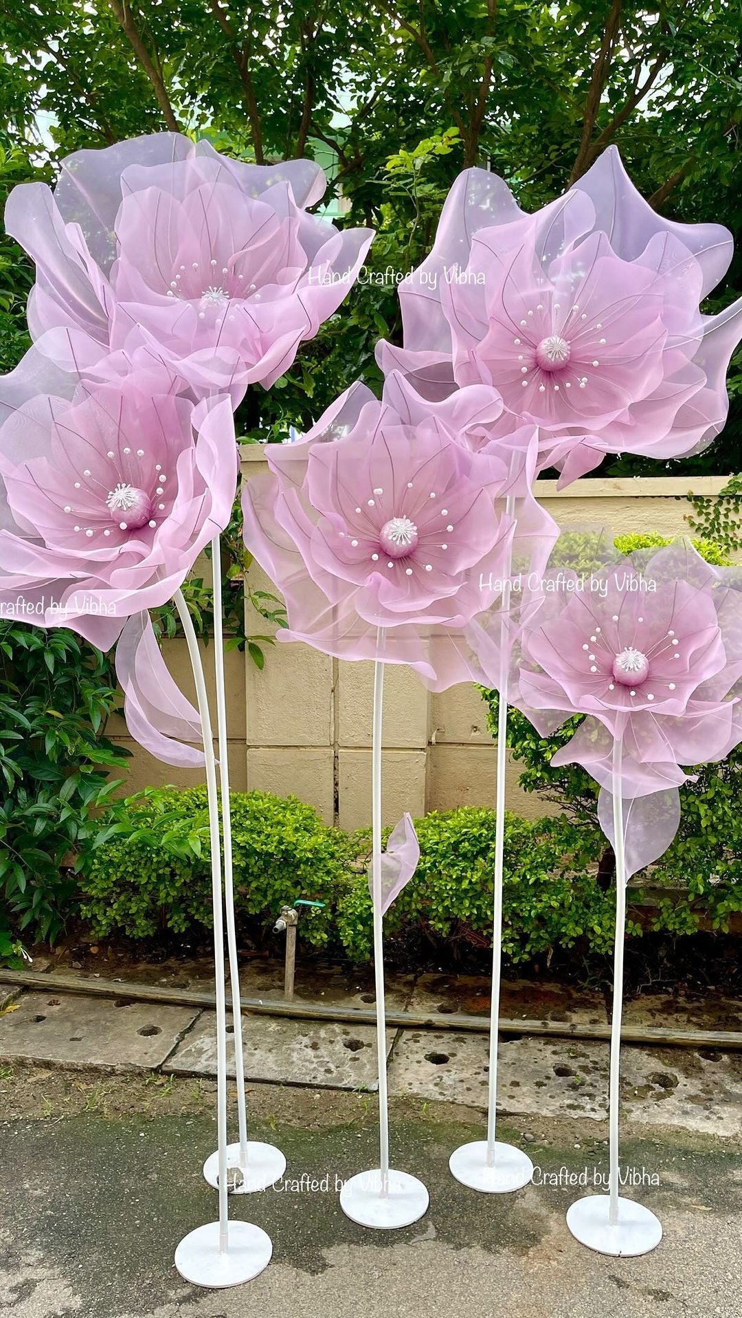 Organza Fabric Flowers with Stand