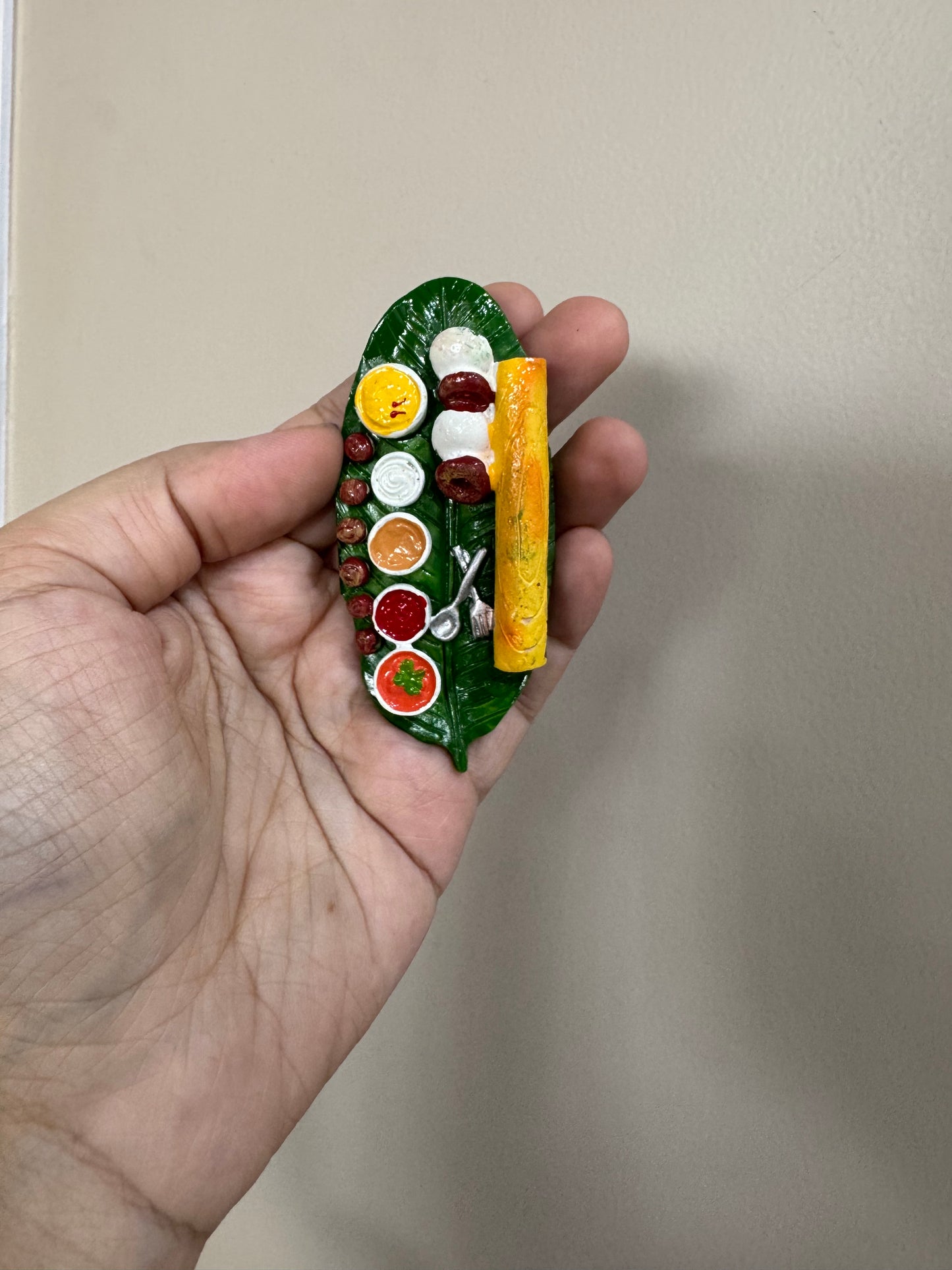 South Indian Large Thali on Banana Leaf Miniature Fridge Magnet