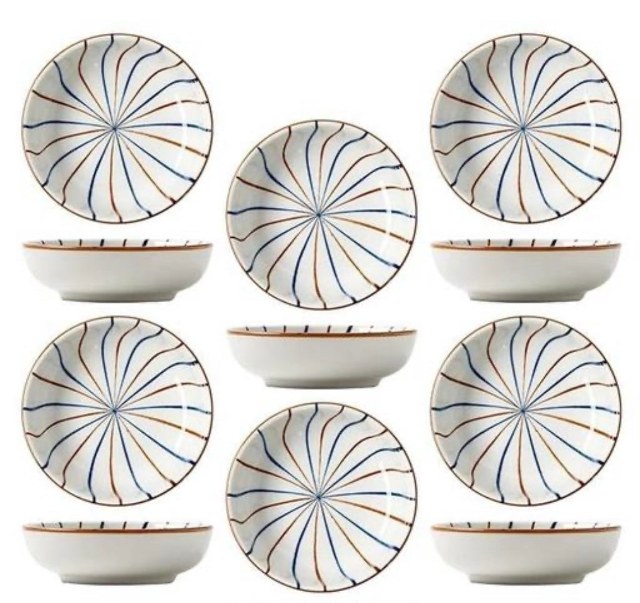 Japanese Ceramic Rice Bowls - Set of 6