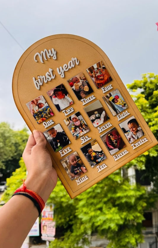 Customised Baby First Year Photo Plaque