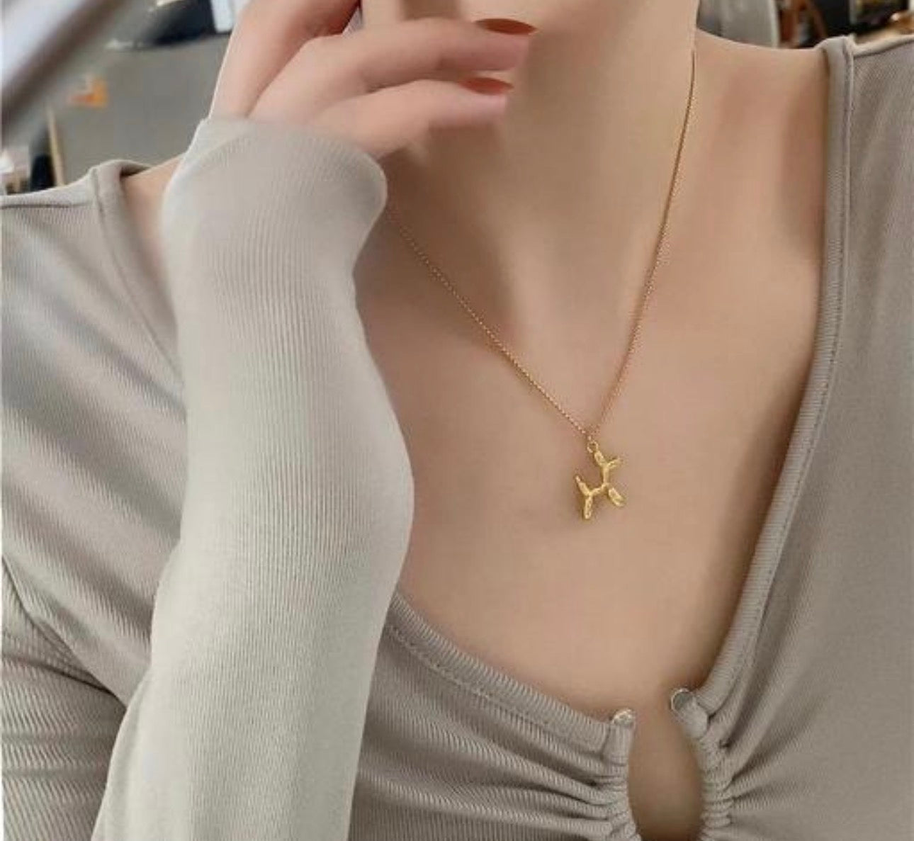 Minimalist Anti Tarnish Gold Plated Balloon Dog Pendant