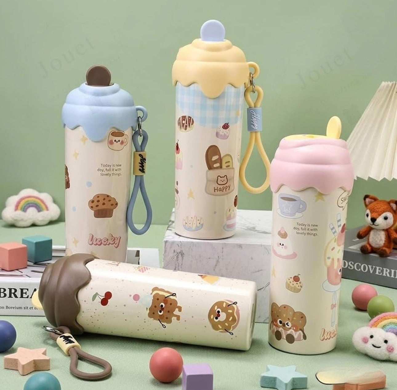 Cute Ice Cream Insulated Tumbler with Straw (600 ml)