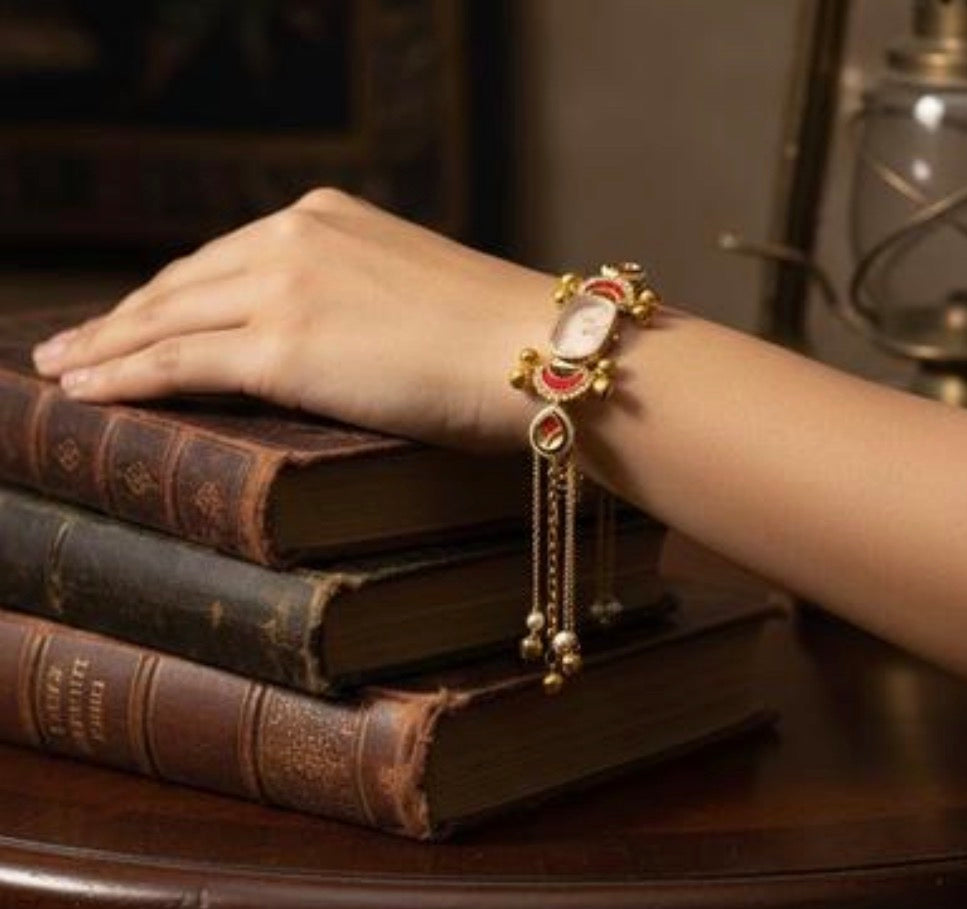 Trending Viral Kundan Ghungroo Kashmiri Watch/Bracelet