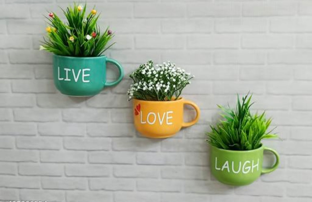 Cup Shape Wall Mounted Planters - Set of 3