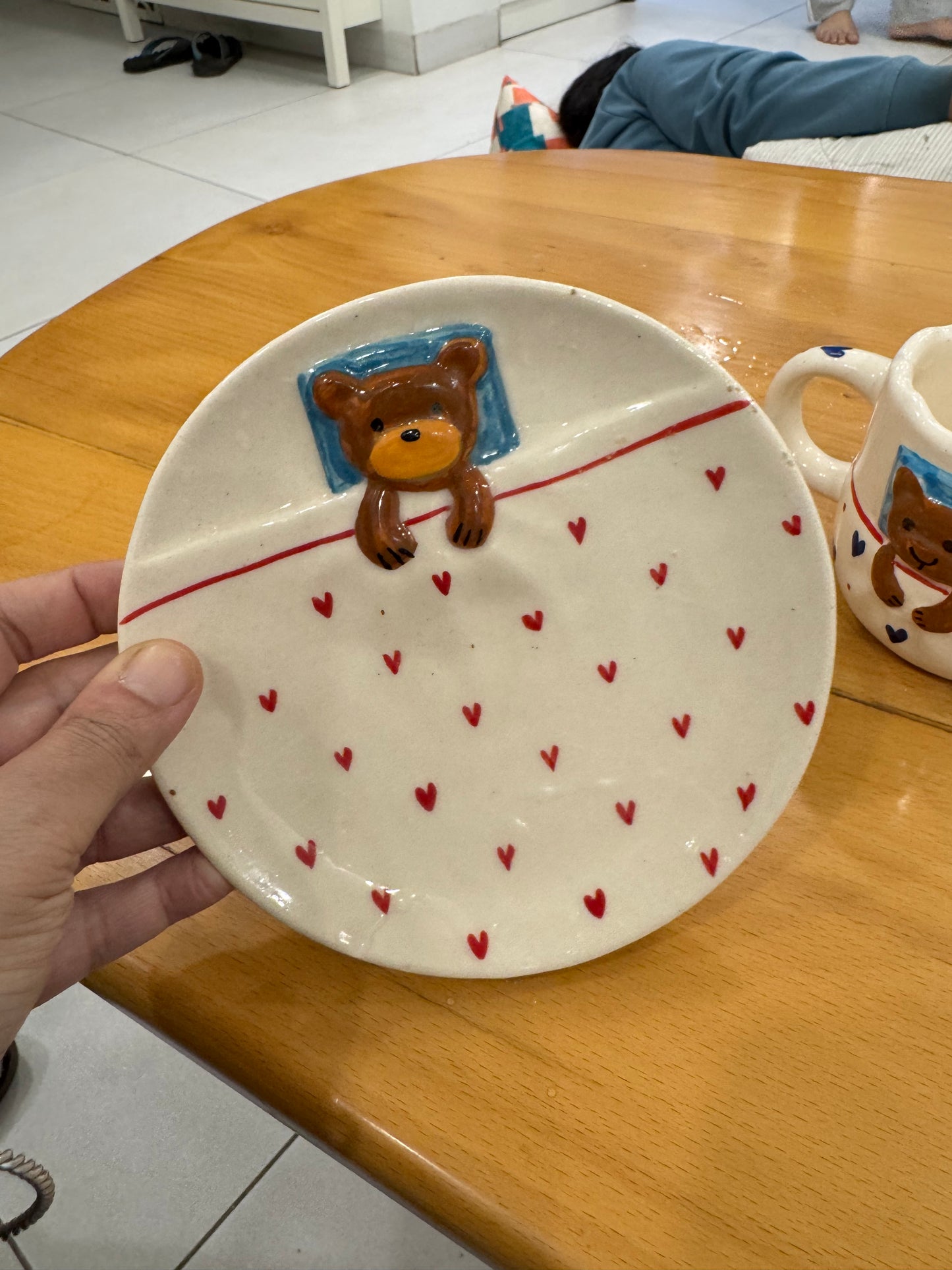 Cute Sleeping Teddy Mug & Saucer Set