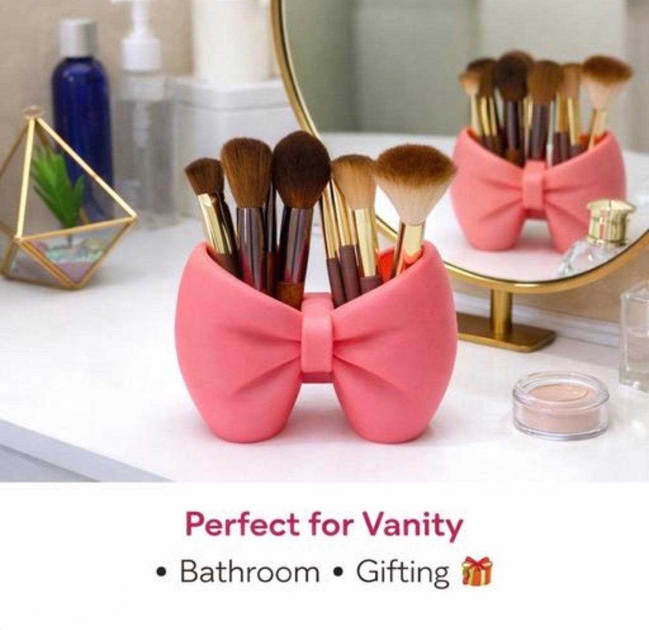 Decorative Multipurpose Bow Shape Brush Holder/Trinket Holder