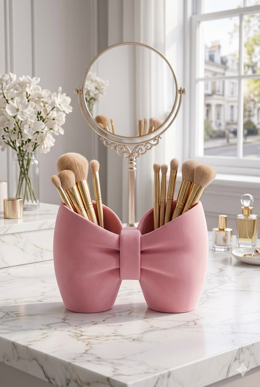 Decorative Multipurpose Bow Shape Brush Holder/Trinket Holder