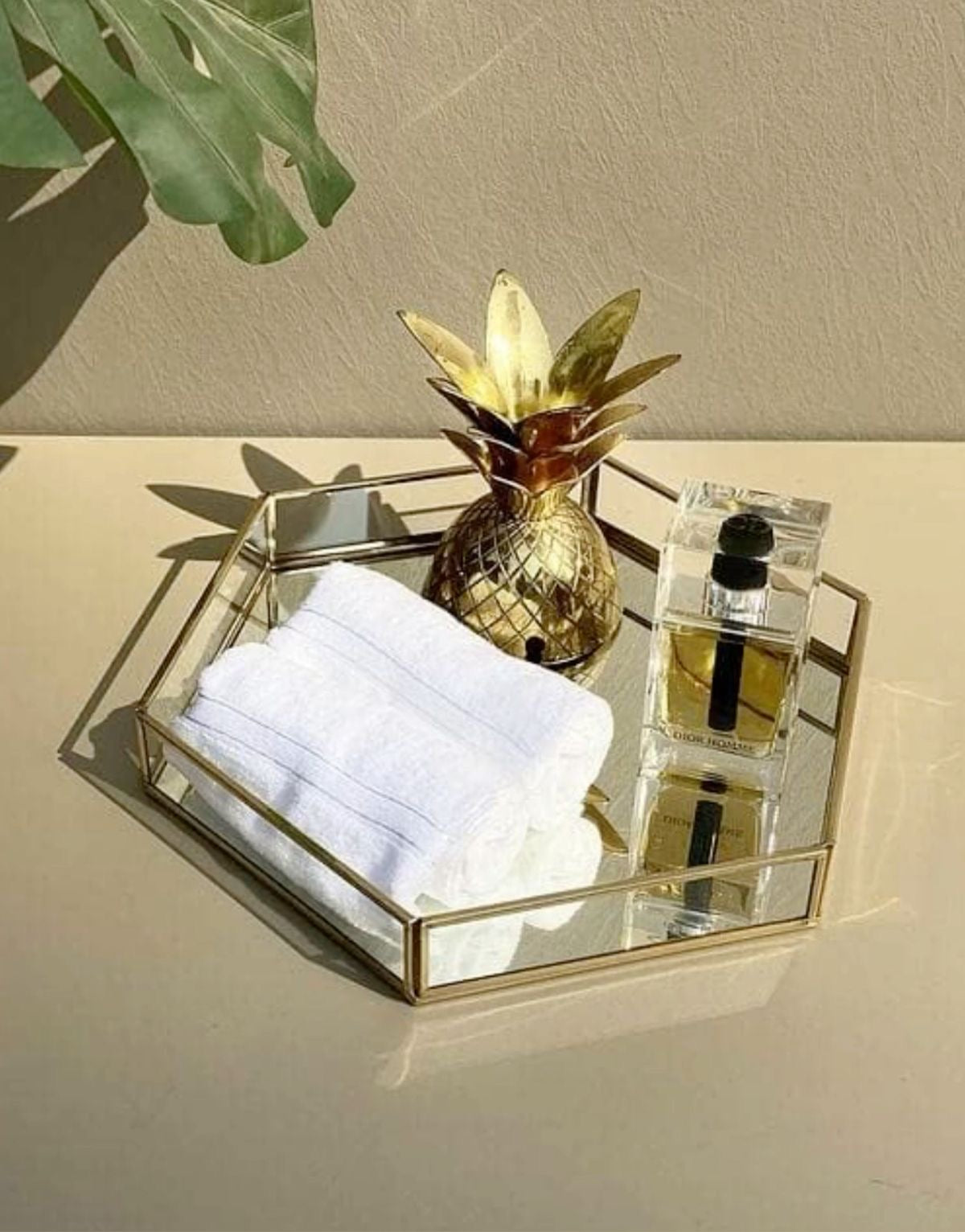 Hexagonal Vanity Mirror Tray