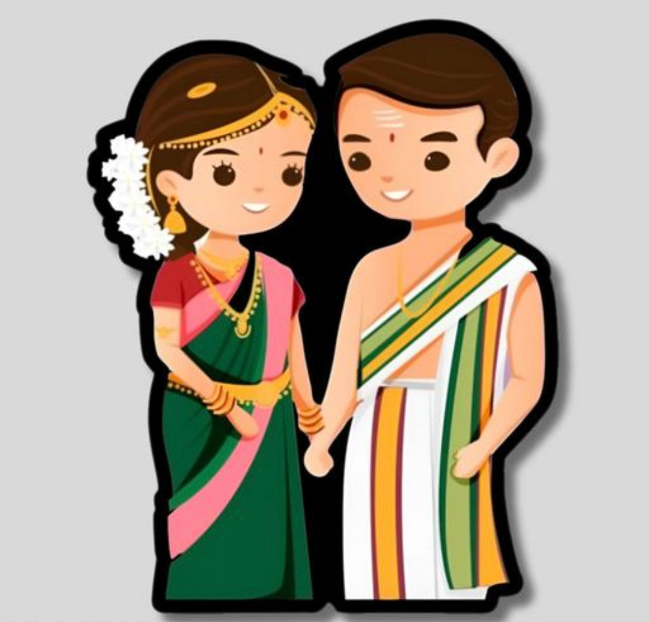 South Indian Couple Miniature Fridge Magnet