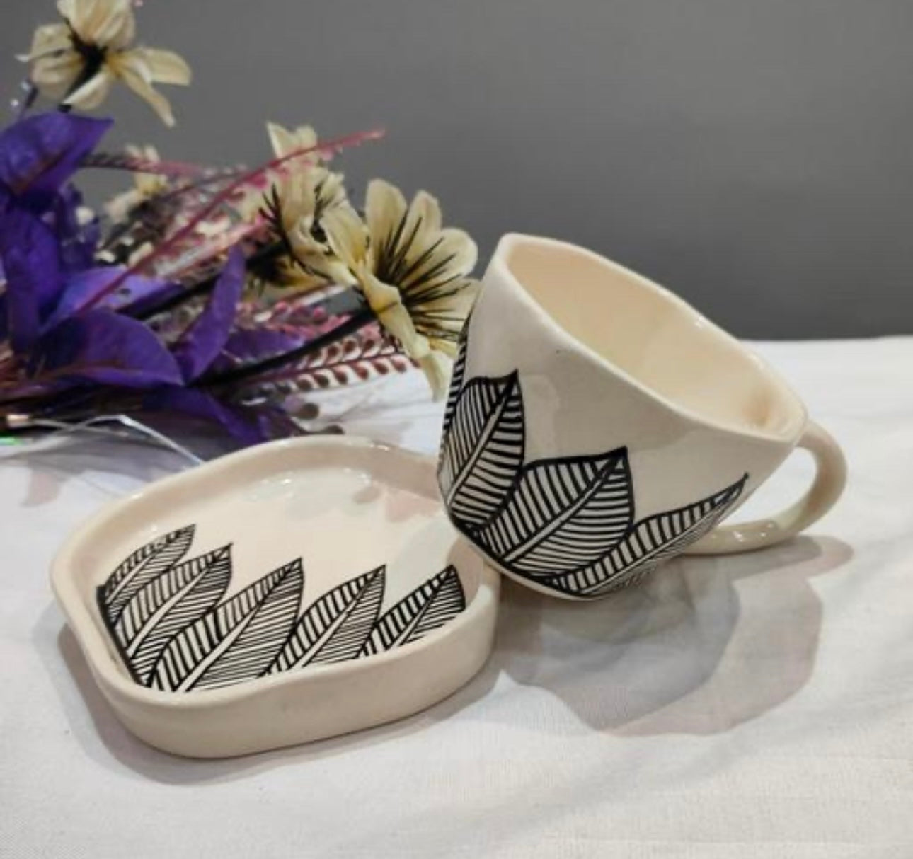 Leaf Print Cup & Saucer Set