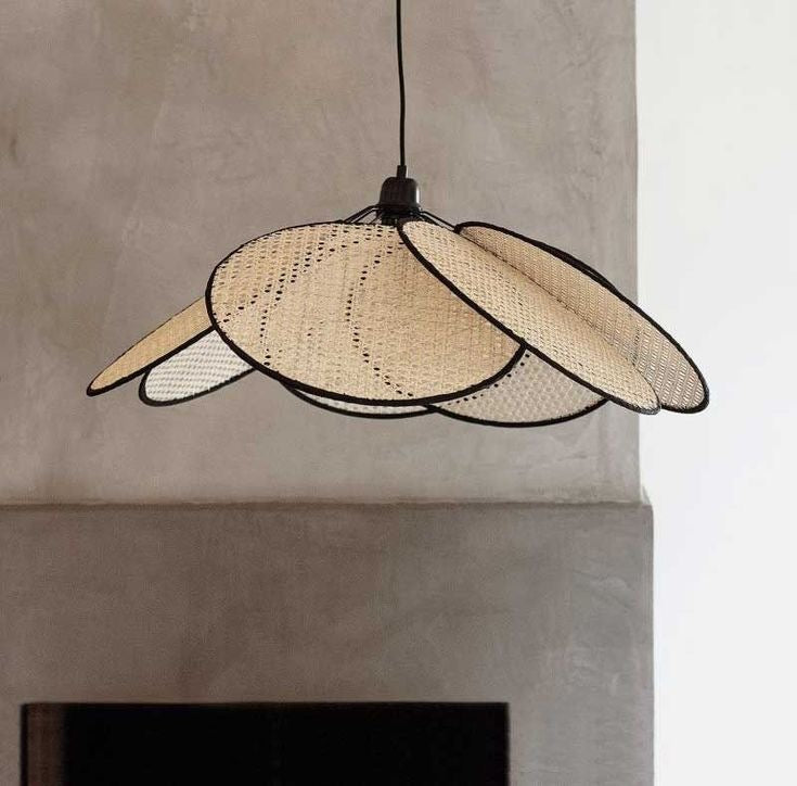 Natural Wicker Rattan Flower Chandelier
