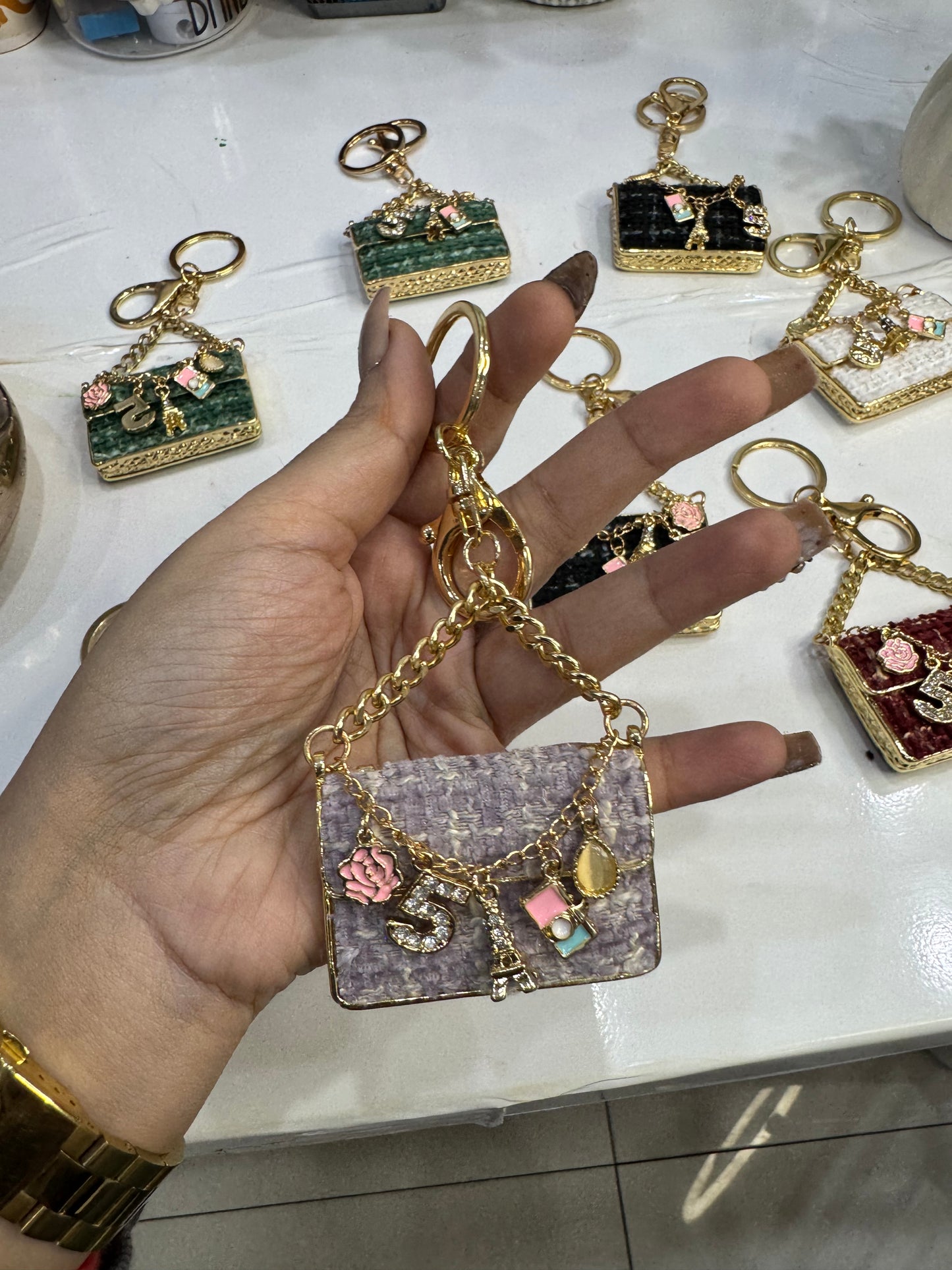 Exclusive Handbag Shape Metal Rhinestones Keychain