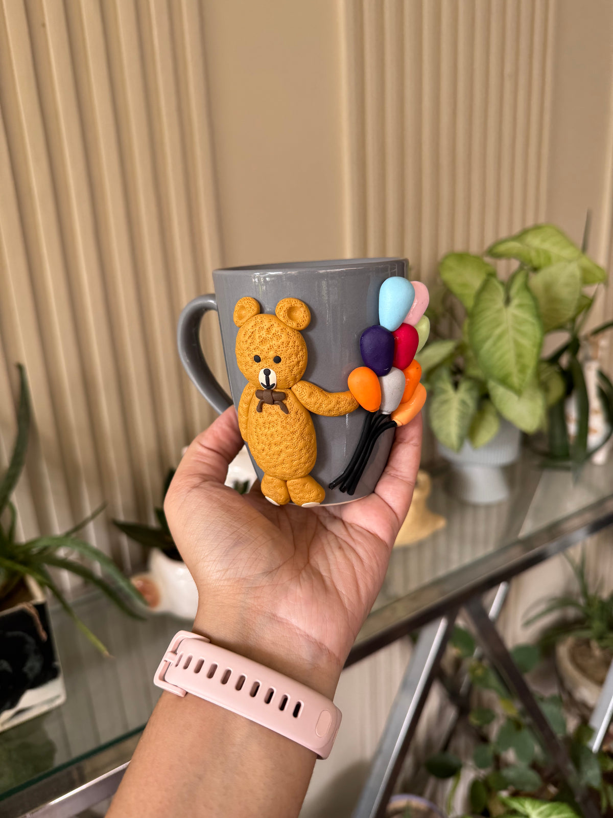 Cute Teddy with Balloons Handmade Ceramic Mug (250 ml)