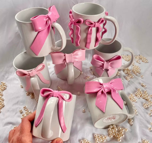 Quirky Pink Bow Mugs