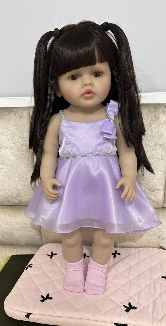 Satin Purple Party Dress for Reborn Dolls