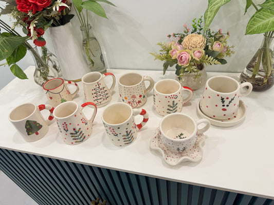 Merry Christmas Mugs Combo - Set of 9
