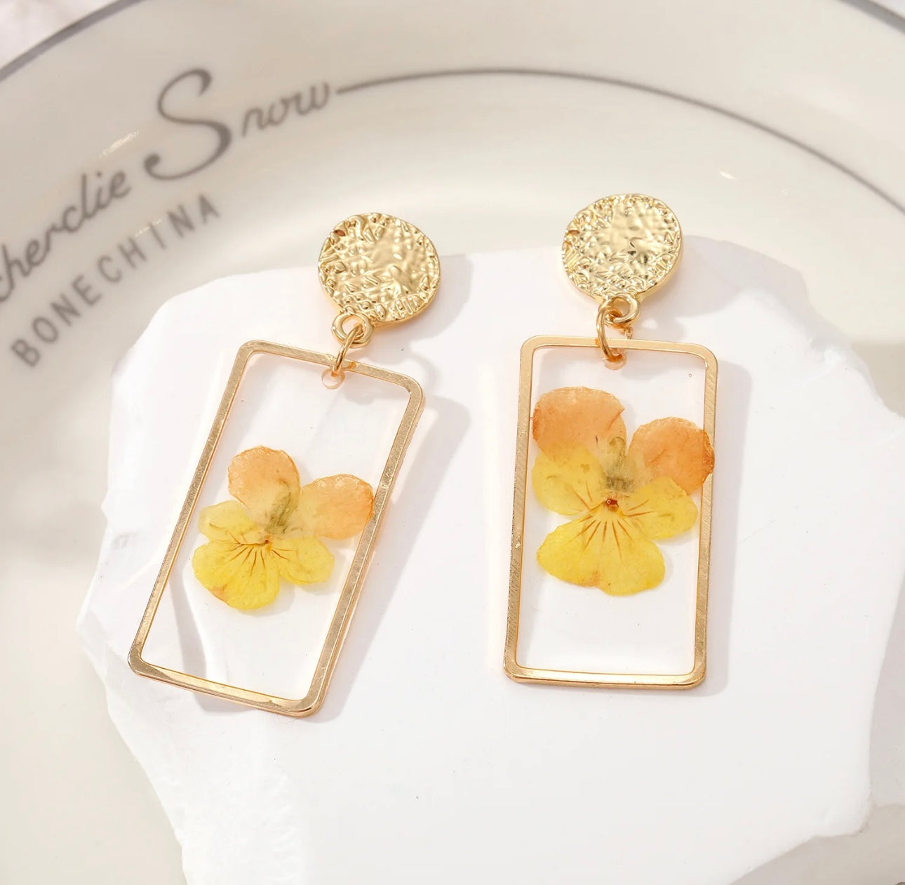 Earrings with Real Pressed Flowers