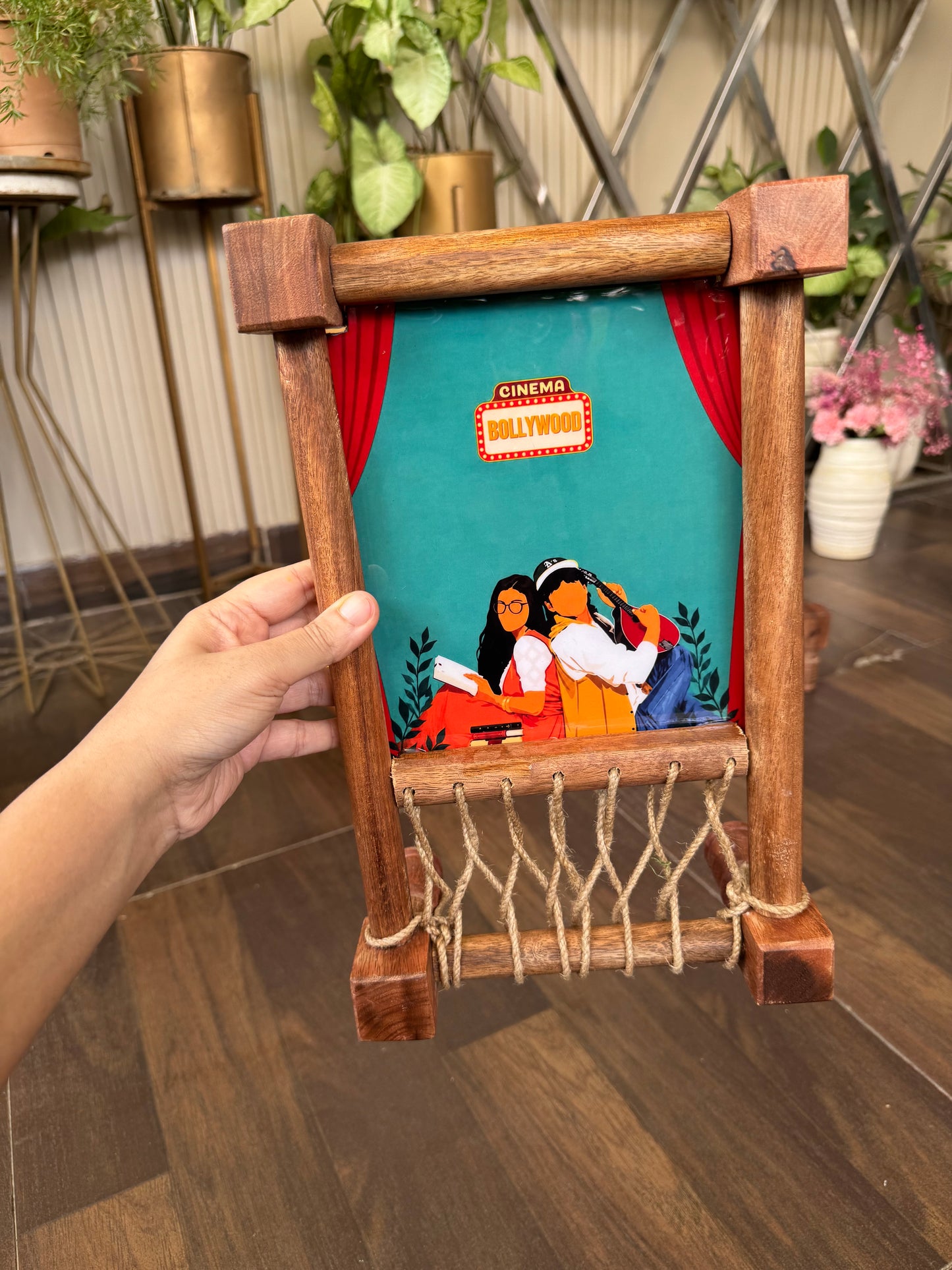 Aesthetic “DDLJ” Print Wooden Khatiya Tray/ Khaat Tray / Khaat Platter / Khatiya Platter / Cot Tray