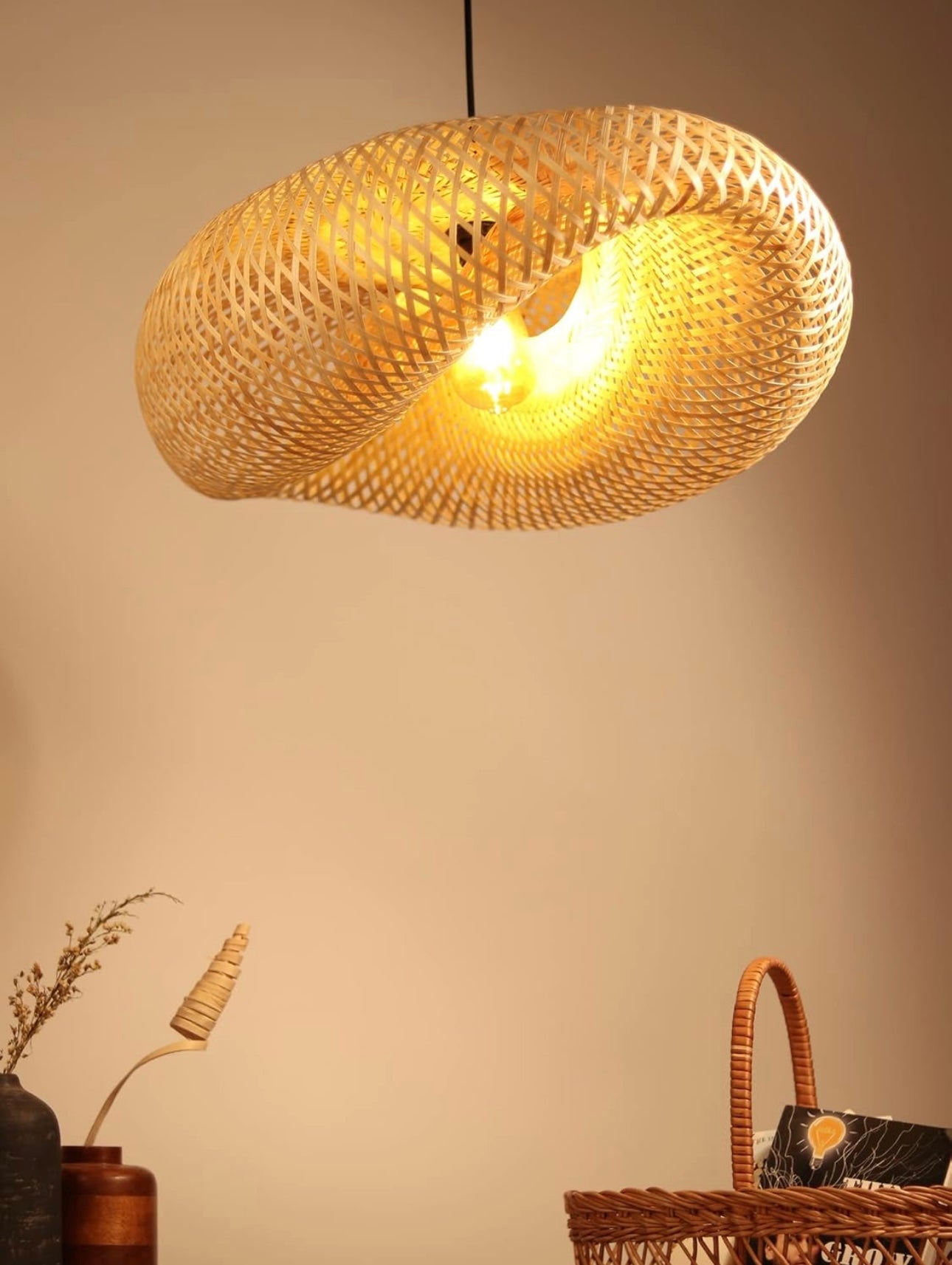 Moroccan Handmade Hanging Bamboo Wave Pendant Light