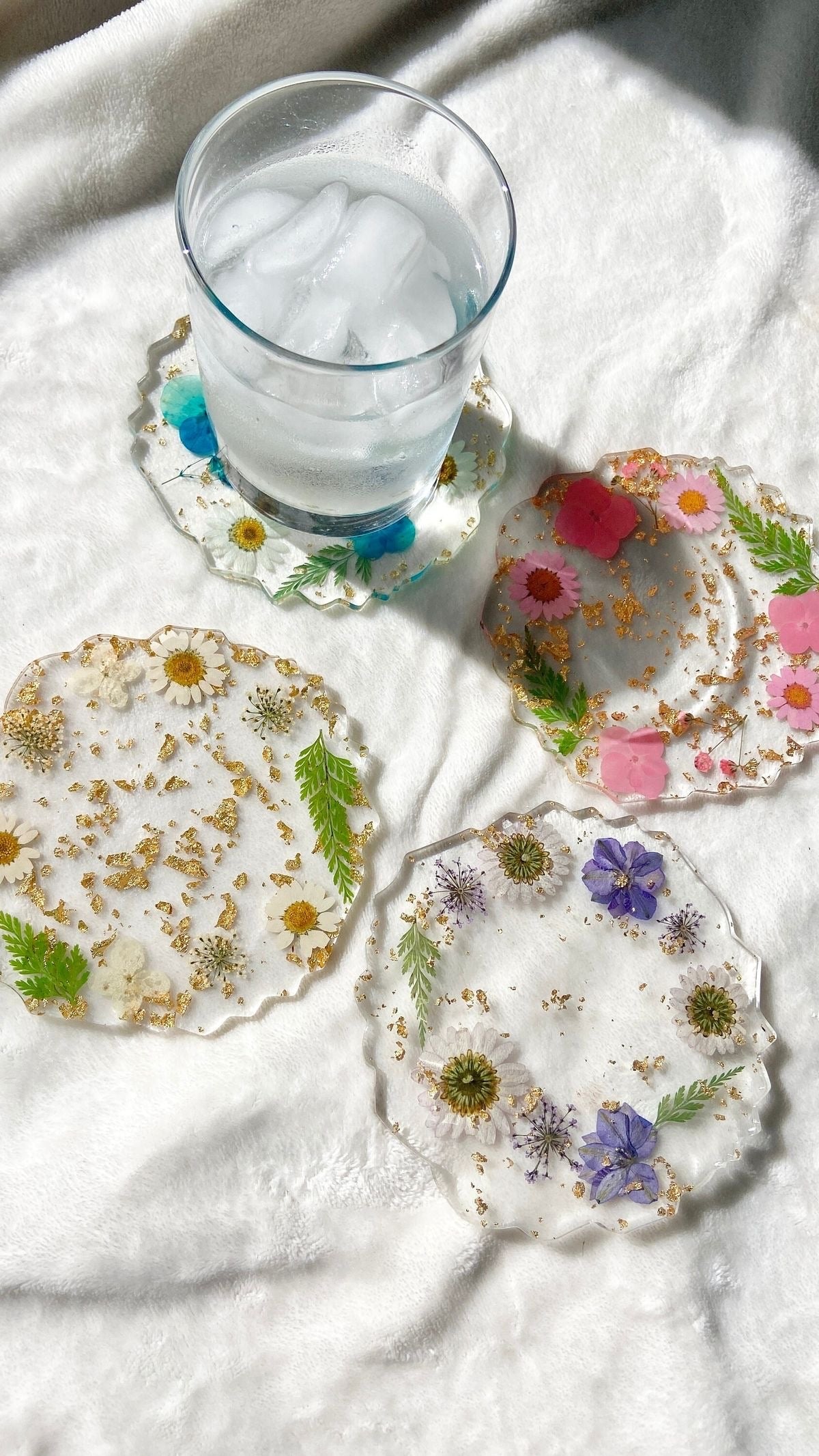 Coasters with Real Pressed Flowers