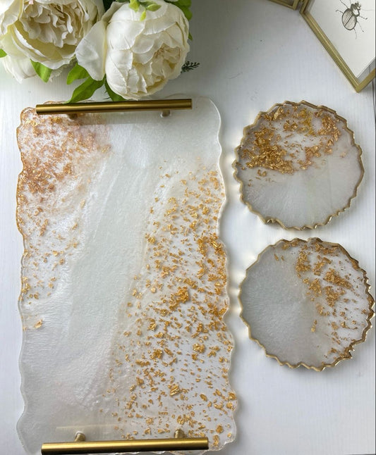 Decorative Tray with Gold Flakes