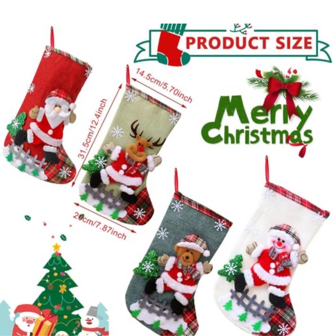 Hanging Christmas Stockings - Set of 4