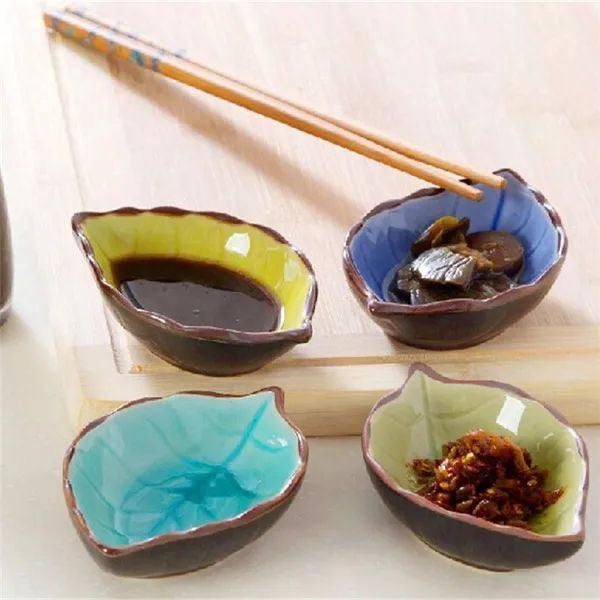 Ceramic Leaf Shaped Small Dip/Chutney Bowls - Set of 3